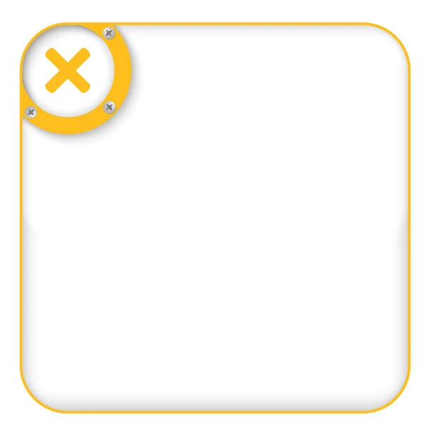 Caixa amarela para inserir texto com símbolo de multiplicação — Vetor de Stock