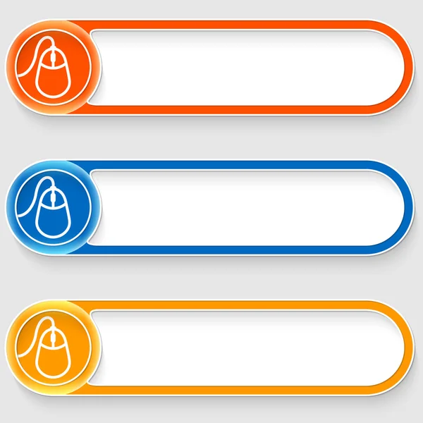 Conjunto de três botões abstratos vetoriais com ícone do mouse — Vetor de Stock