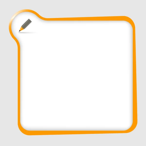 Caixa de texto laranja para qualquer texto com lápis — Vetor de Stock