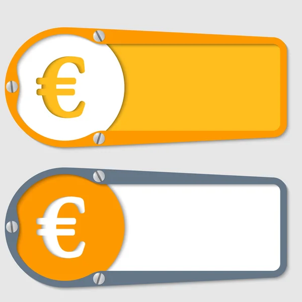 Juego de dos casillas para cualquier texto con símbolo euro — Vector de stock