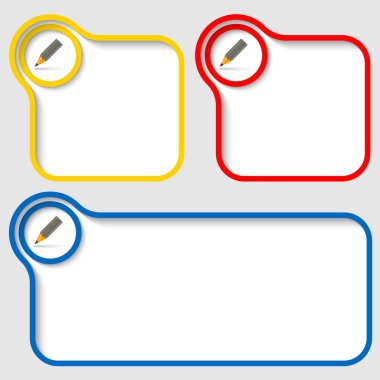 Üç vektör metin çerçeveleri ile kalem seti