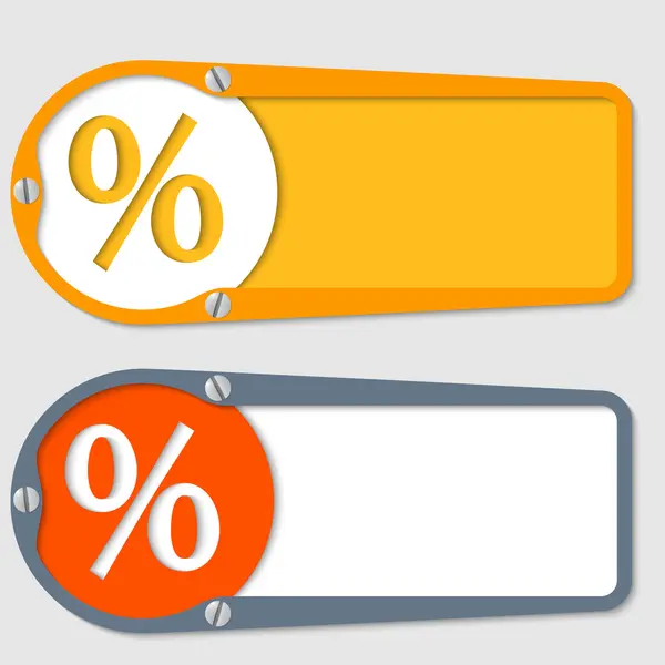 Set di due caselle per qualsiasi testo con simbolo percentuale — Vettoriale Stock