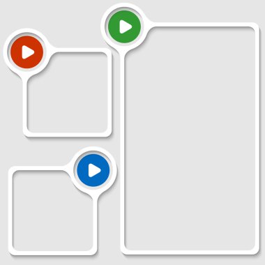 herhangi bir metnin play sembolüyle üç çerçeve kümesi