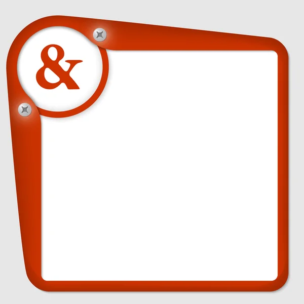 Roter Rahmen für Text mit Schrauben und Ampersand — Stockvektor