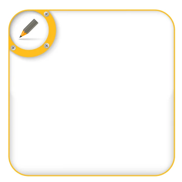 Caja amarilla para introducir texto con lápiz — Vector de stock