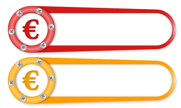 Set de dos botones con tornillos y símbolo euro — Vector de stock