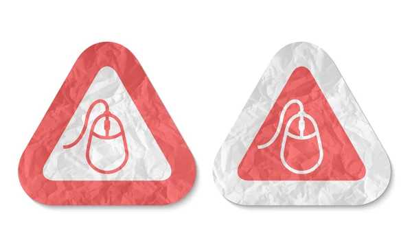 Triângulos com uma textura de papel amassado e ícone do mouse — Vetor de Stock