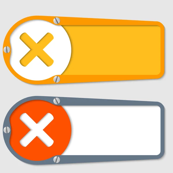 Conjunto de dos casillas para cualquier texto con símbolo de multiplicación — Vector de stock