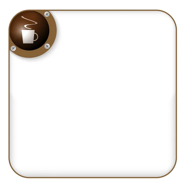 Caja marrón para introducir texto con taza de café — Vector de stock