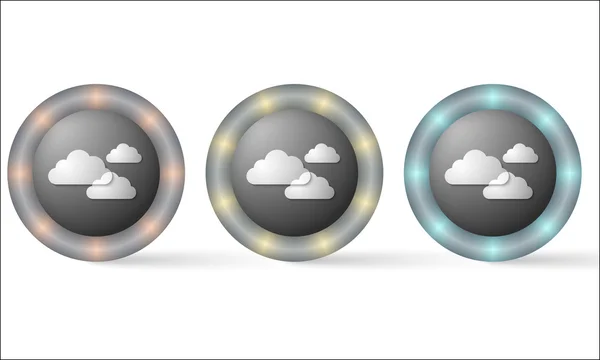 Conjunto de tres iconos con nubes — Vector de stock