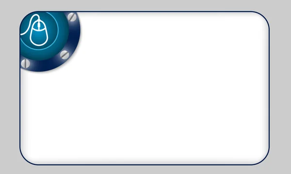 Casella blu per qualsiasi testo con icona del mouse — Vettoriale Stock
