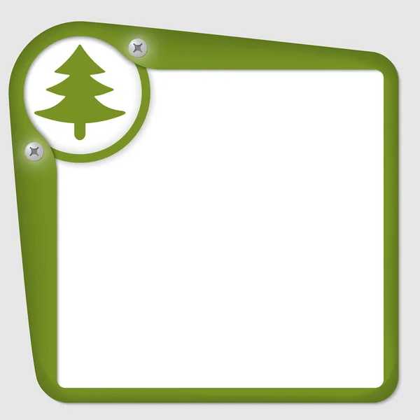 Grüner Rahmen für Text mit Schrauben und Baumsymbol — Stockvektor
