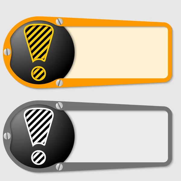 Ünlem işareti ile herhangi bir metin için iki kutu seti — Stok Vektör