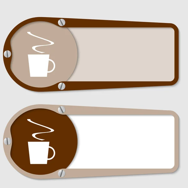 Conjunto de dos cajas para cualquier texto con taza de café — Vector de stock