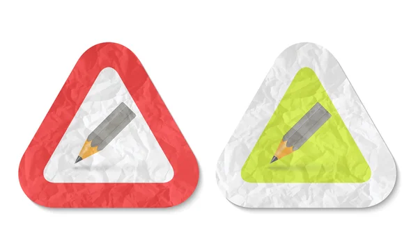 Triângulos com uma textura de papel e lápis amassados — Vetor de Stock