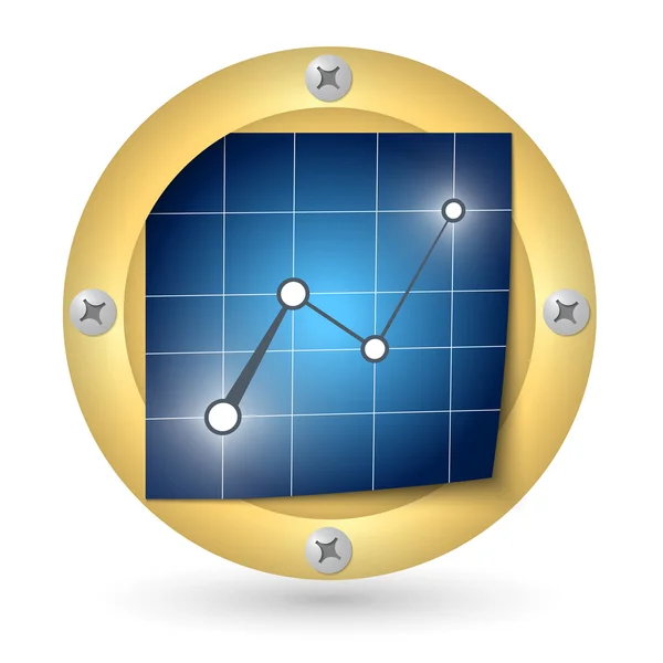 Ícone abstrato de ouro com papel e diagrama —  Vetores de Stock