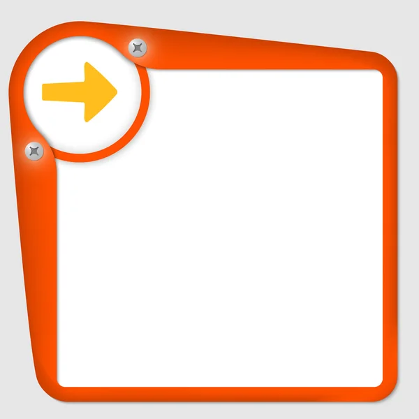 Oranžový rámeček pro text s šrouby a ŠIPKA — Stockový vektor