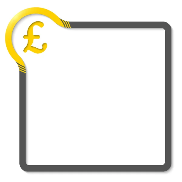 Marco para texto con esquina amarilla y símbolo de libra — Vector de stock