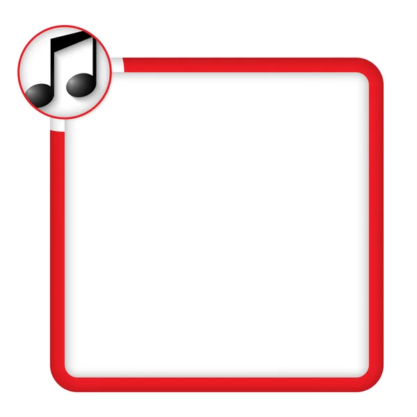 Cadre rouge pour tout texte avec symbole musical — Image vectorielle