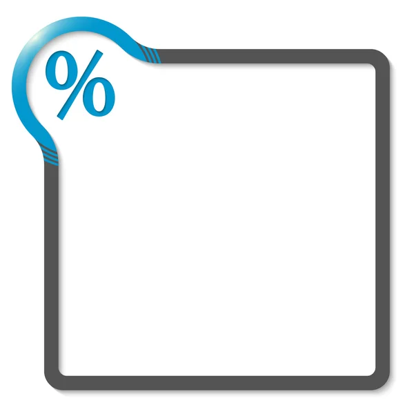 Frame for text with blue corner and percent symbol — Stock Vector