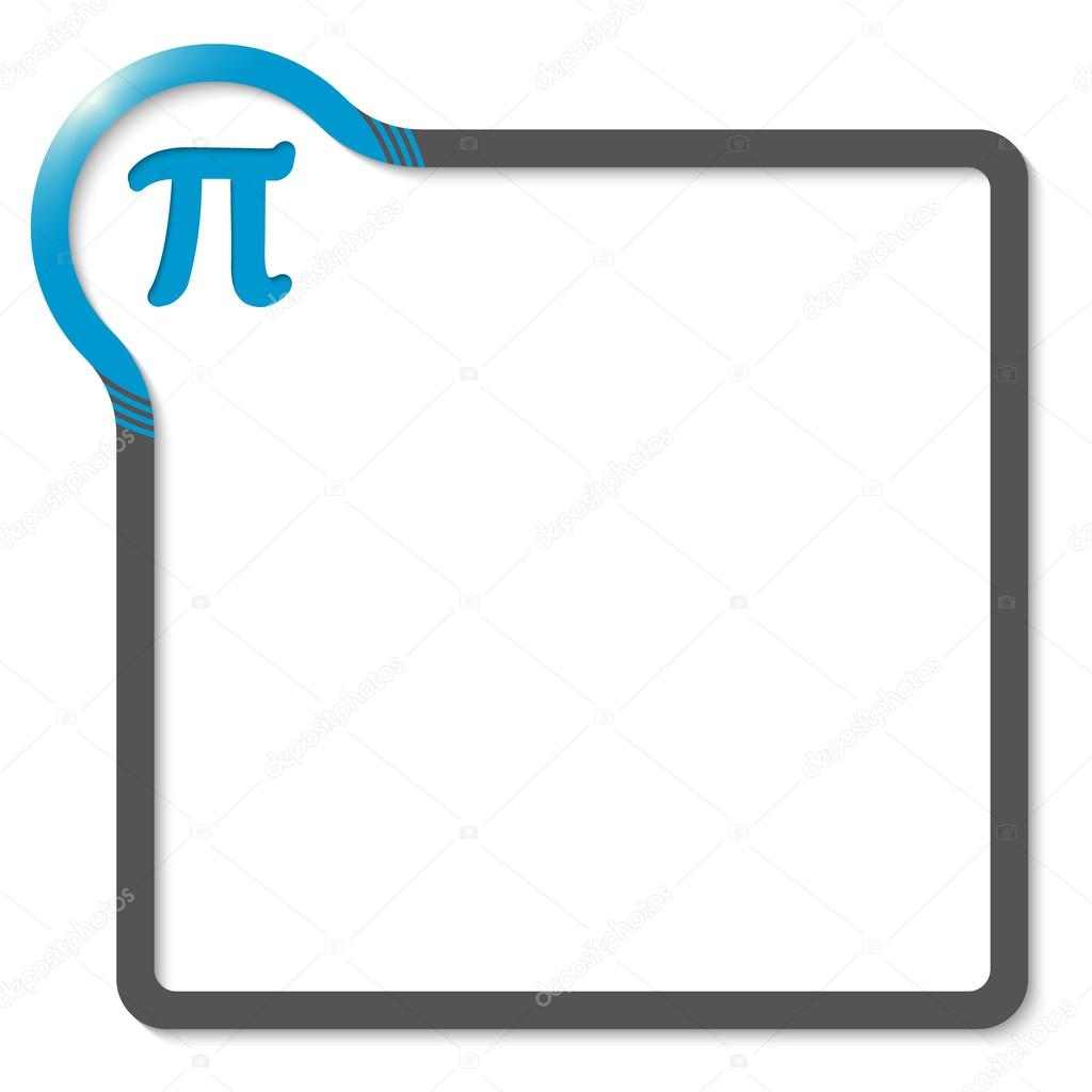 frame for text with blue corner and pi symbol