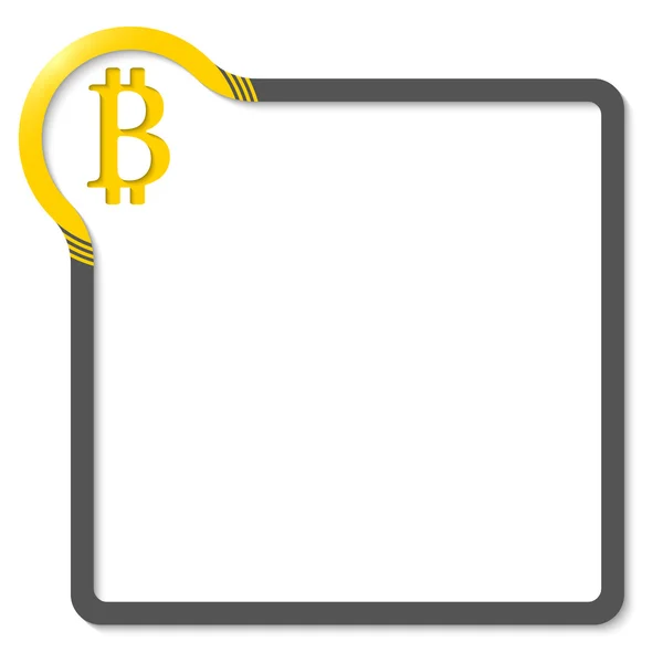 Telaio per testo con angolo giallo e simbolo bitcoin — Vettoriale Stock