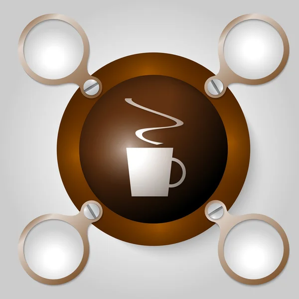 Marco circular marrón para el texto y la taza de café — Vector de stock