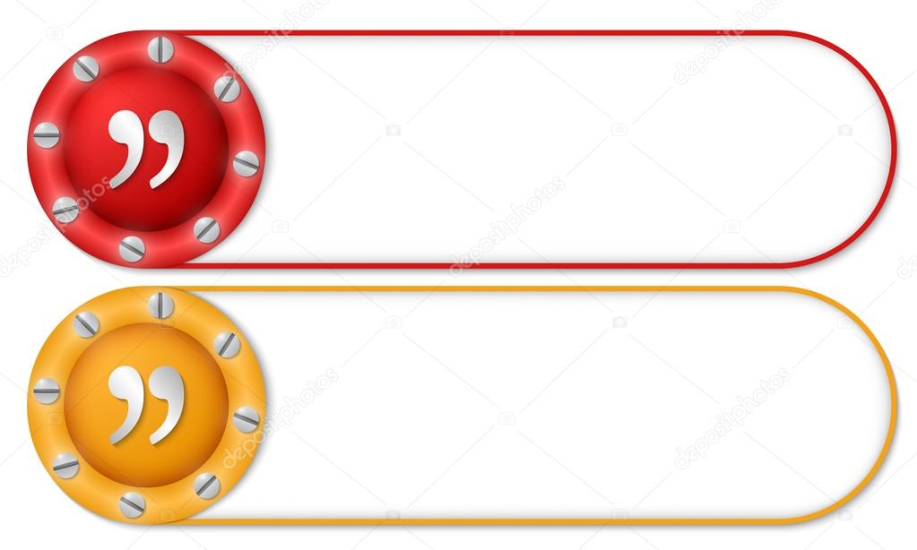 set of two buttons with screws and quotation mark