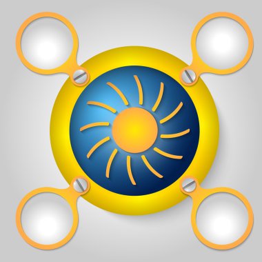 metin ve güneş sarı yuvarlak çerçeve