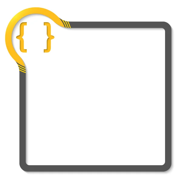 Cadre pour texte avec coin jaune et crochets — Image vectorielle