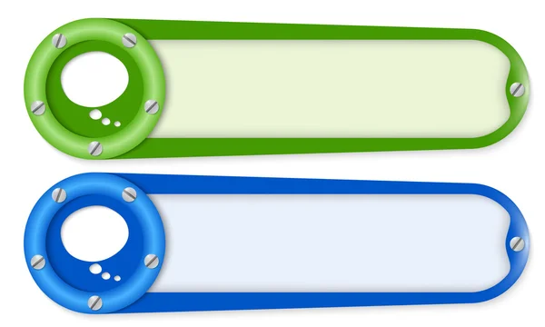 Conjunto de dois botões com parafusos e bolha de fala — Vetor de Stock