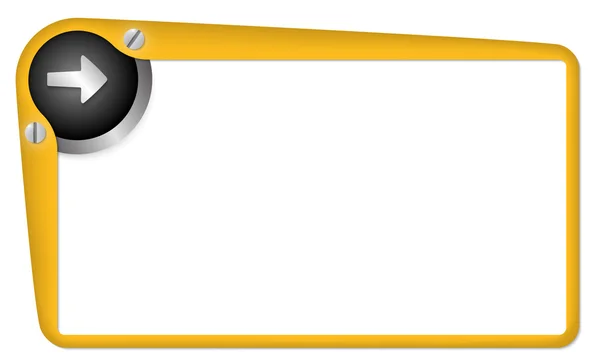Casella vettoriale gialla per testo con freccia — Vettoriale Stock