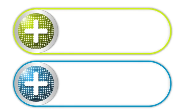 Deux boutons vectoriels avec grille et symbole plus — Image vectorielle