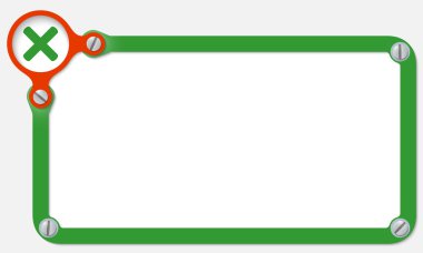 yeşil kutu vida ve çarpma sembolü ile metin için