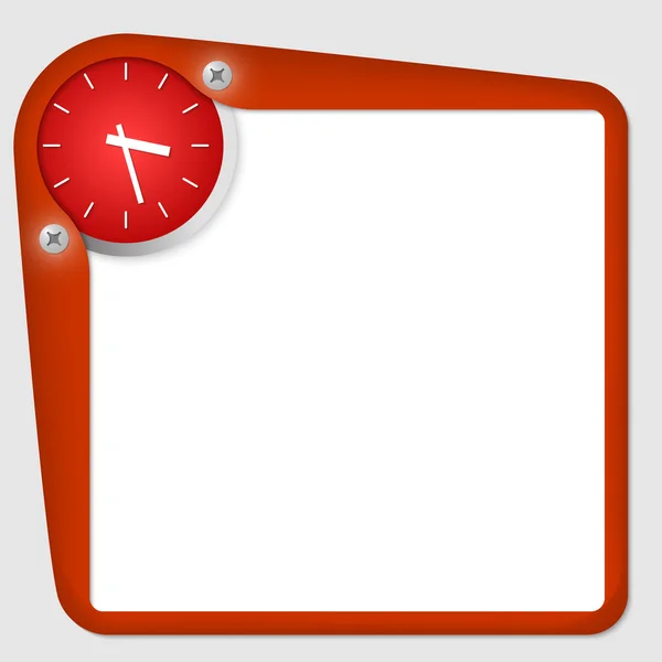 赤いフレームのネジと時計付きのテキスト — ストックベクタ