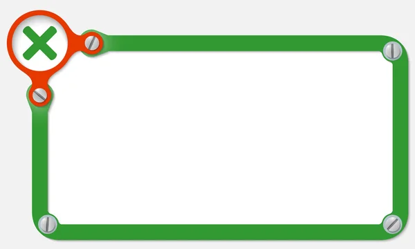 Caja verde para texto con tornillos y símbolo de multiplicación — Archivo Imágenes Vectoriales