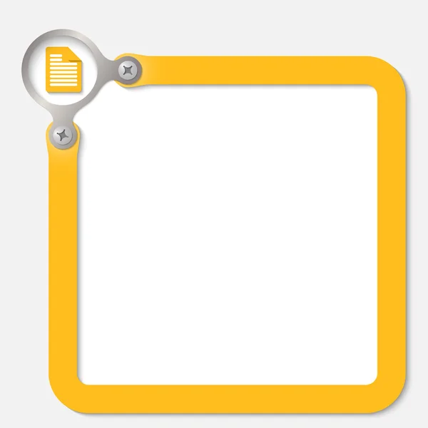 Marco amarillo para cualquier texto con icono de documento — Vector de stock