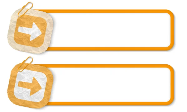 Gelbe Rahmen mit zerknülltem Papier und Pfeil — Stockvektor