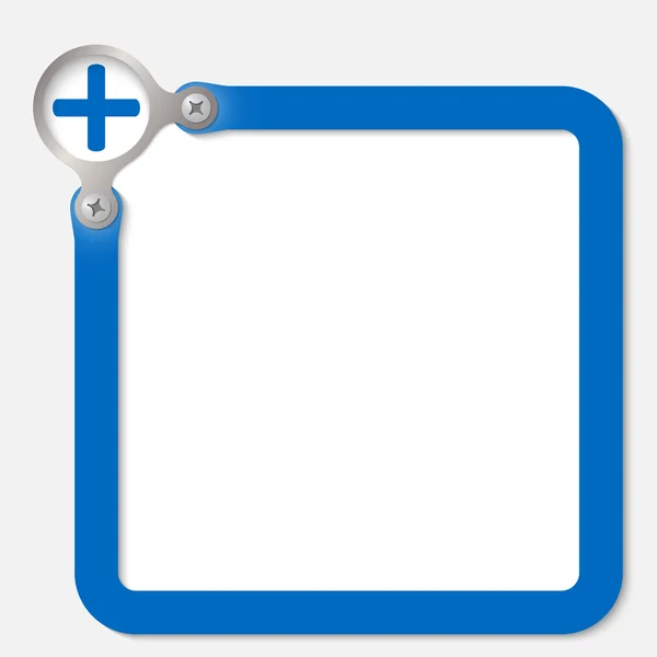 Cadre bleu pour tout texte avec symbole plus — Image vectorielle