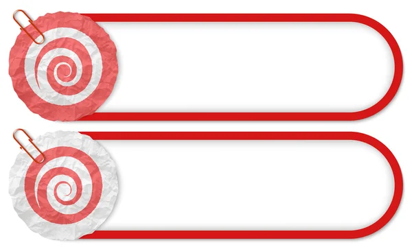 Deux boutons avec texture papier froissé et spirale — Image vectorielle