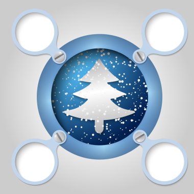 metin ve xmas ağacı için mavi yuvarlak çerçeve