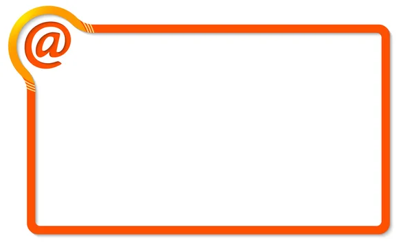 Красный кадр с желтым углом и значком электронной почты — стоковый вектор