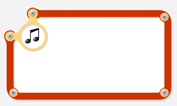 Onderstel rood voor tekst met schroeven en muziek symbool — Stockvector