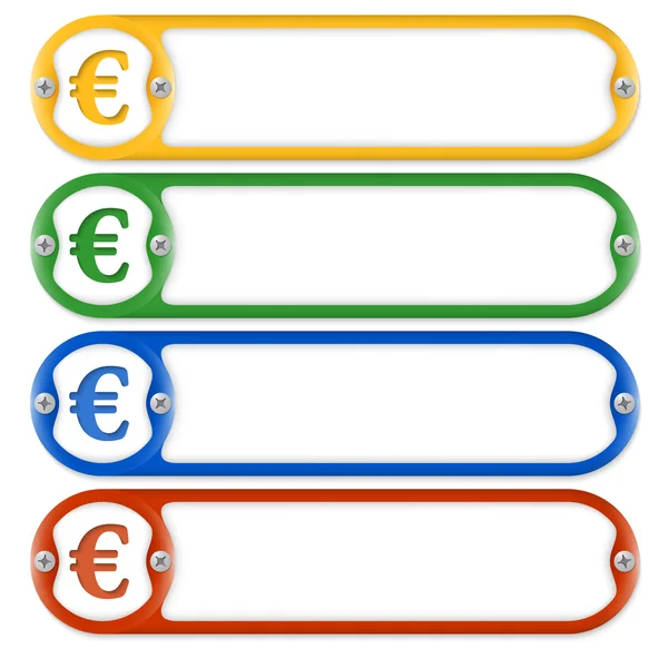 Vier frames met schroeven en euro-symbool — Stockvector