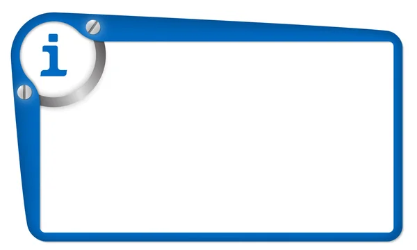 Casella vettoriale blu per testo con simbolo info — Vettoriale Stock