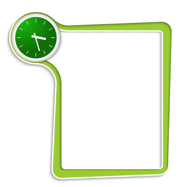 Cuadro de texto verde para cualquier texto con relojes — Vector de stock