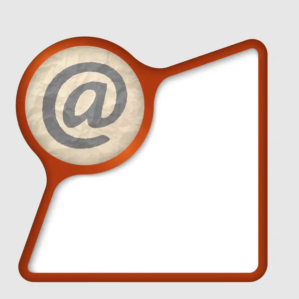 Marco abstracto con textura de papel arrugado e icono de correo electrónico — Vector de stock
