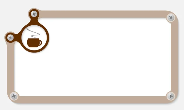 棕色带螺丝和杯咖啡的文本框架 — 图库矢量图片