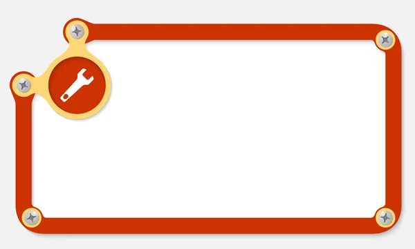 ネジとスパナでテキストの赤枠 — ストックベクタ