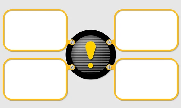 Fyra gul ram för text med utropstecken — Stock vektor